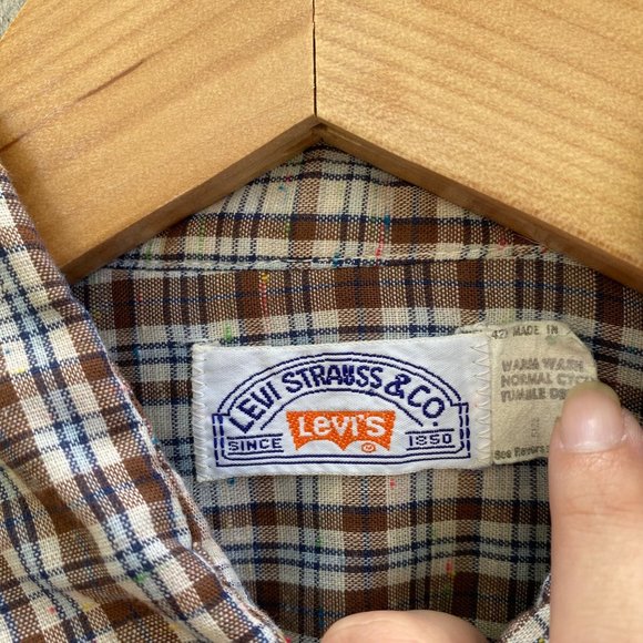 Vintage Levi's Men's Button Down Long Sleeve Rainbow Speckled Size 20 - Picture 3 of 7